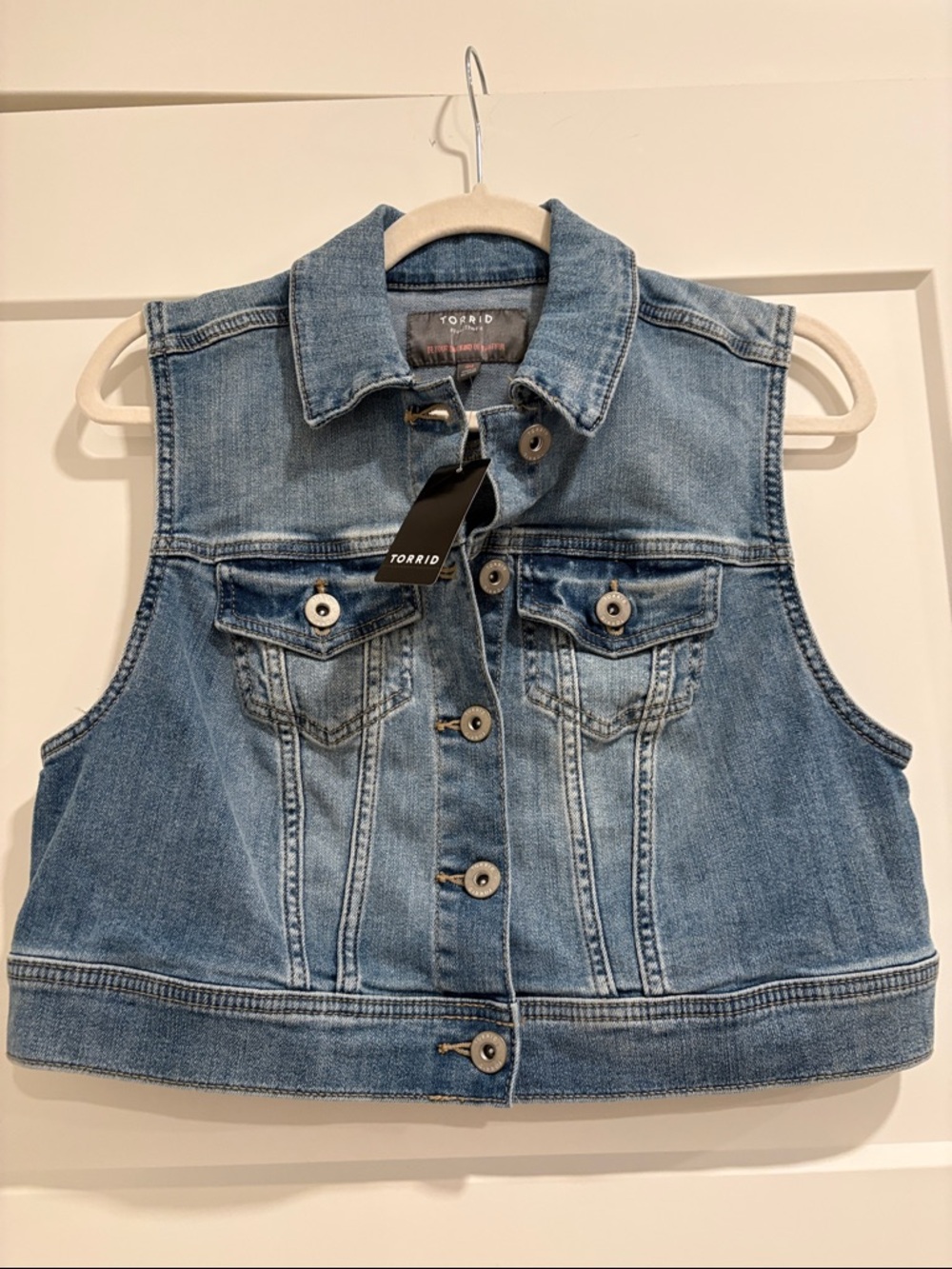 torrid Light Blue Denim Cropped Vest
